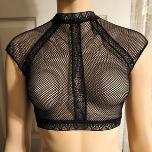 Victoria's Secret black mesh crop top bralette size small